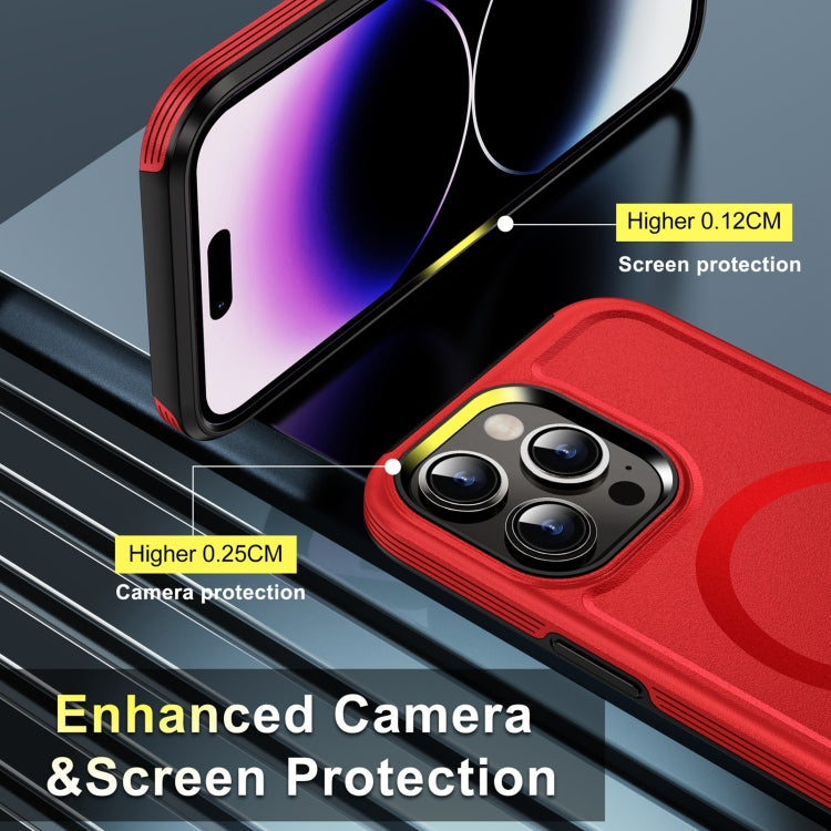 For iPhone 13 Pro Max Shield Armor MagSafe TPU Hybrid PC Phone Case(Red) - iPhone 13 Pro Max Cases by buy2fix | Online Shopping UK | buy2fix