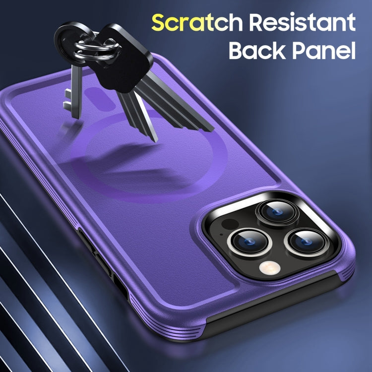 For iPhone 12 Pro Shield Armor MagSafe TPU Hybrid PC Phone Case(Purple) - iPhone 12 / 12 Pro Cases by buy2fix | Online Shopping UK | buy2fix