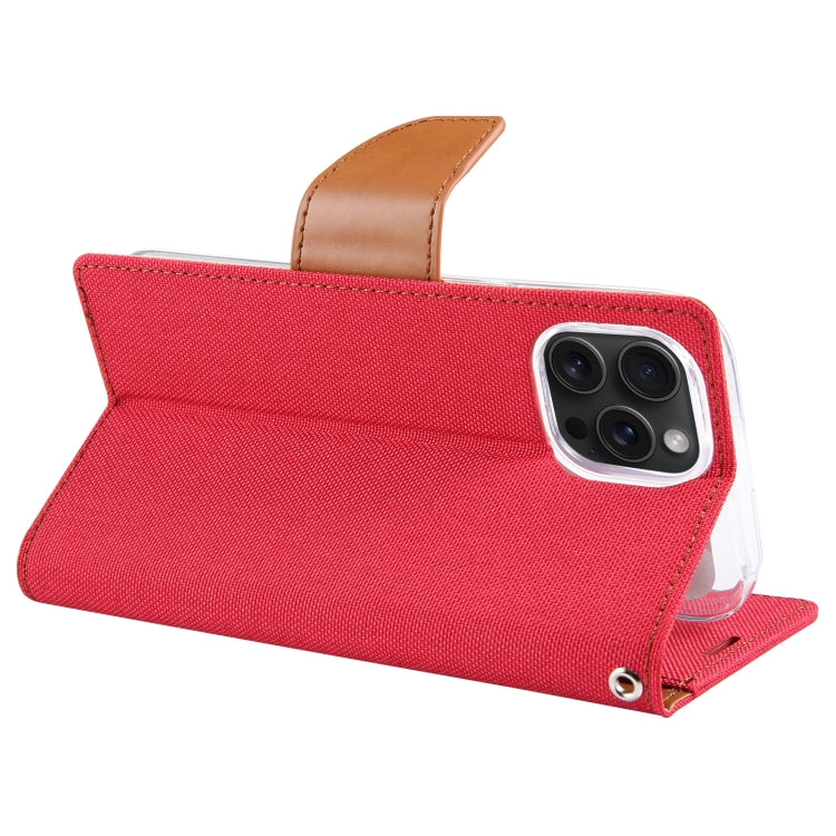 For iPhone 15 Pro Max GOOSPERY CANVAS DIARY Fabric Texture Flip Leather Phone Case(Red) - iPhone 15 Pro Max Cases by GOOSPERY | Online Shopping UK | buy2fix