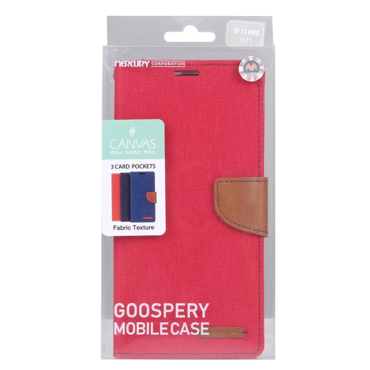 For iPhone 15 Pro Max GOOSPERY CANVAS DIARY Fabric Texture Flip Leather Phone Case(Red) - iPhone 15 Pro Max Cases by GOOSPERY | Online Shopping UK | buy2fix