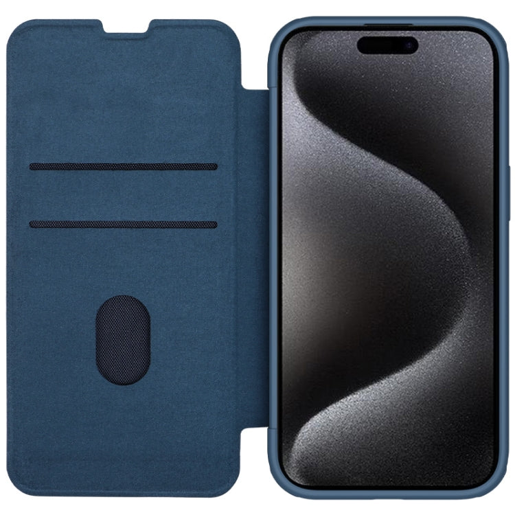 For iPhone 15 Pro Max NILLKIN QIN Series Pro Fabric Textured Leather Phone Case(Blue) - iPhone 15 Pro Max Cases by NILLKIN | Online Shopping UK | buy2fix