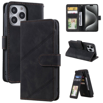 For iPhone 15 Pro Max Skin Feel Multi-card Wallet Leather Phone Case(Black) - iPhone 15 Pro Max Cases by buy2fix | Online Shopping UK | buy2fix