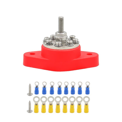 5/16 inch M8 RV Yacht 8-way Terminal Stud with 2pcs M5x20 Screws + Terminals(Red) - Booster Cable & Clip by buy2fix | Online Shopping UK | buy2fix