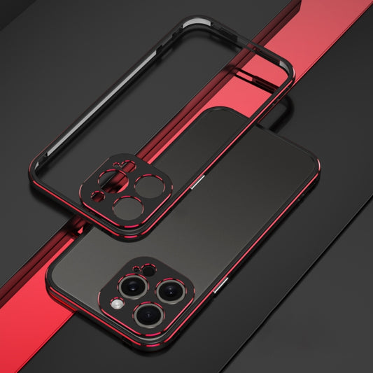For iPhone 15 Pro Max Aurora Series Lens Protector + Metal Frame Phone Case(Black Red) - iPhone 15 Pro Max Cases by buy2fix | Online Shopping UK | buy2fix