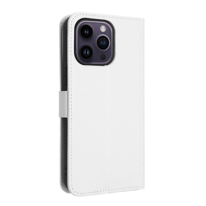 For iPhone 15 Pro Max Diamond Texture Leather Phone Case(White) - iPhone 15 Pro Max Cases by buy2fix | Online Shopping UK | buy2fix