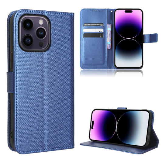 For iPhone 15 Pro Max Diamond Texture Leather Phone Case(Blue) - iPhone 15 Pro Max Cases by buy2fix | Online Shopping UK | buy2fix