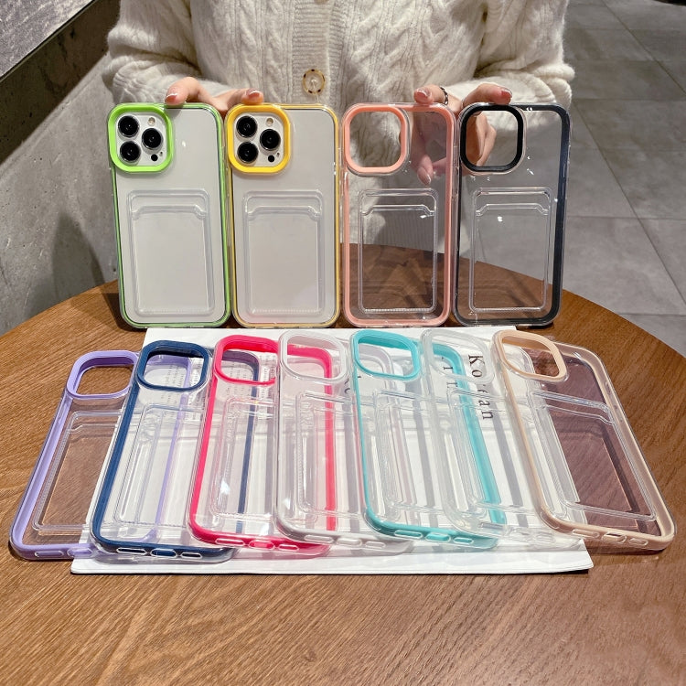 For iPhone 15 Pro Max 360 Clear PC Hybrid  TPU Phone Case with Card Slot(Apricot) - iPhone 15 Pro Max Cases by buy2fix | Online Shopping UK | buy2fix