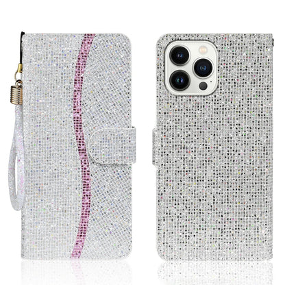 For iPhone 15 Pro Max Glitter Powder Filp Leather Phone Case(Silver) - iPhone 15 Pro Max Cases by buy2fix | Online Shopping UK | buy2fix