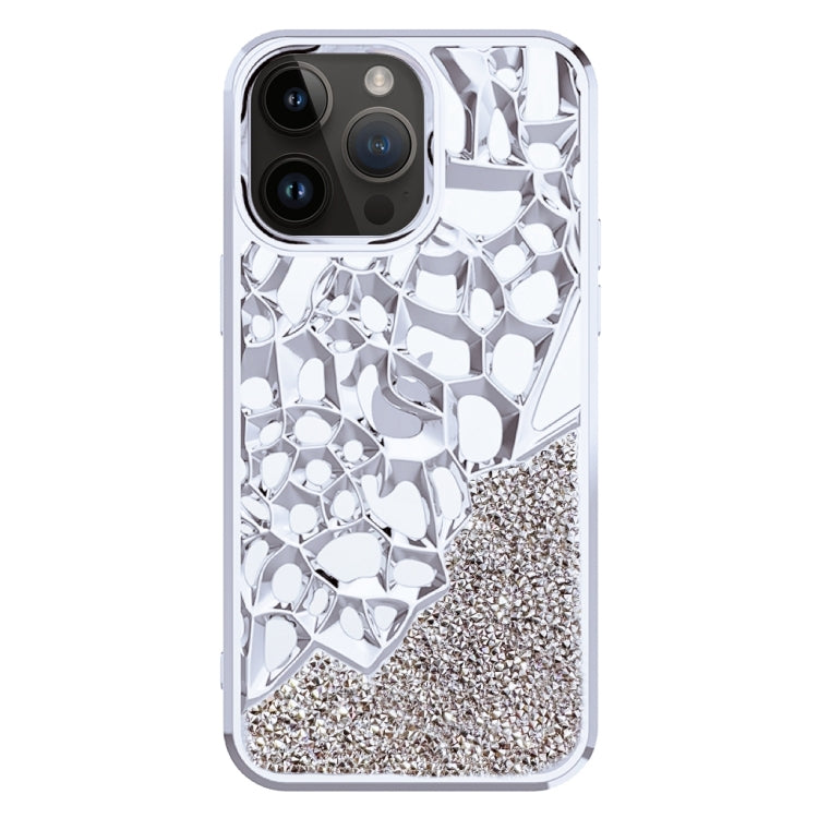 For iPhone 15 Pro Max Diamond Style Hollow Heat Dissipation Electroplated  TPU Phone Case(Silver) - iPhone 15 Pro Max Cases by buy2fix | Online Shopping UK | buy2fix