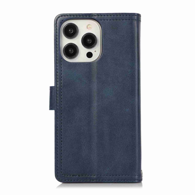 For iPhone 15 Pro Max Wristband Card Slot Leather Phone Case(Blue) - iPhone 15 Pro Max Cases by buy2fix | Online Shopping UK | buy2fix