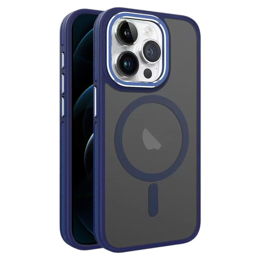 For iPhone 12 Pro Max Two-color Frosted MagSafe Magnetic Phone Case(Blue) - iPhone 12 Pro Max Cases by buy2fix | Online Shopping UK | buy2fix