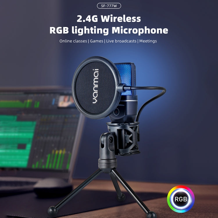 Yanmai SF-777W 2.4G Wireless Gaming Desktop Microphone with RGB Light & Blowout Net - Microphone by Yanmai | Online Shopping UK | buy2fix