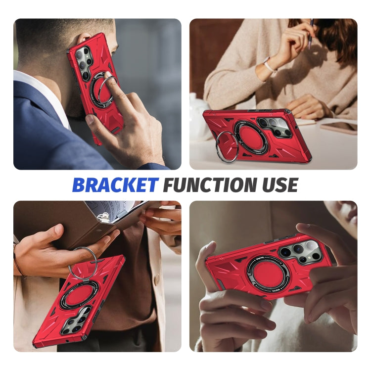 For Samsung Galaxy S23+ 5G MagSafe Magnetic Shockproof Phone Case with Ring Holder(Red) - Galaxy S23+ 5G Cases by buy2fix | Online Shopping UK | buy2fix