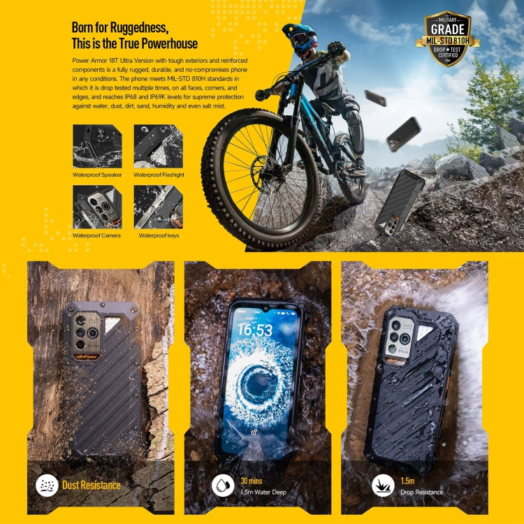 Ulefone Power Armor 18T Ultra Version 5G Thermal Imaging Rugged Phone, 12GB+512GB, Side Fingerprint, 6.58 inch Android 13 MediaTek Dimensity 7050 Octa Core up to 2.6GHz, Network: 5G, NFC, OTG(Black) - Ulefone by Ulefone | Online Shopping UK | buy2fix