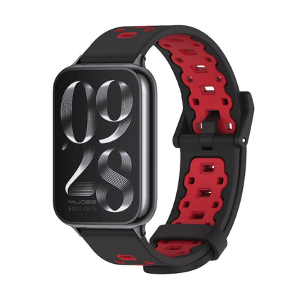 For Xiaomi Smart Band 9 Pro / 8 Pro Mijobs Square Hole Breathable Silicone Watch Band(Black Red) - Watch Bands by MIJOBS | Online Shopping UK | buy2fix