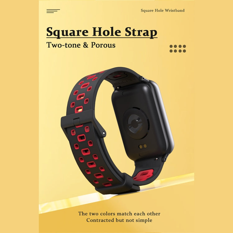 For Xiaomi Smart Band 9 Pro / 8 Pro Mijobs Square Hole Breathable Silicone Watch Band(Black Red) - Watch Bands by MIJOBS | Online Shopping UK | buy2fix