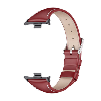 For Xiaomi Smart Band 9 Pro / 8 Pro Mijobs Genuine Leather Slim Watch Band(Red Black) - Watch Bands by MIJOBS | Online Shopping UK | buy2fix