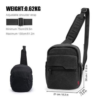 Cwatcun D93 Camera Bag Canvas Shoulder Bag, Size:21 x 14 x 30cm Black - Strap Satchel by Cwatcun | Online Shopping UK | buy2fix