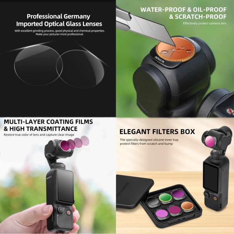 For DJI OSMO Pocket 3 Sunnylife Camera Lens Magnetic Metal Filter, Filter:6 in 1 UV CPL ND8-64 - Lens Accessories by Sunnylife | Online Shopping UK | buy2fix