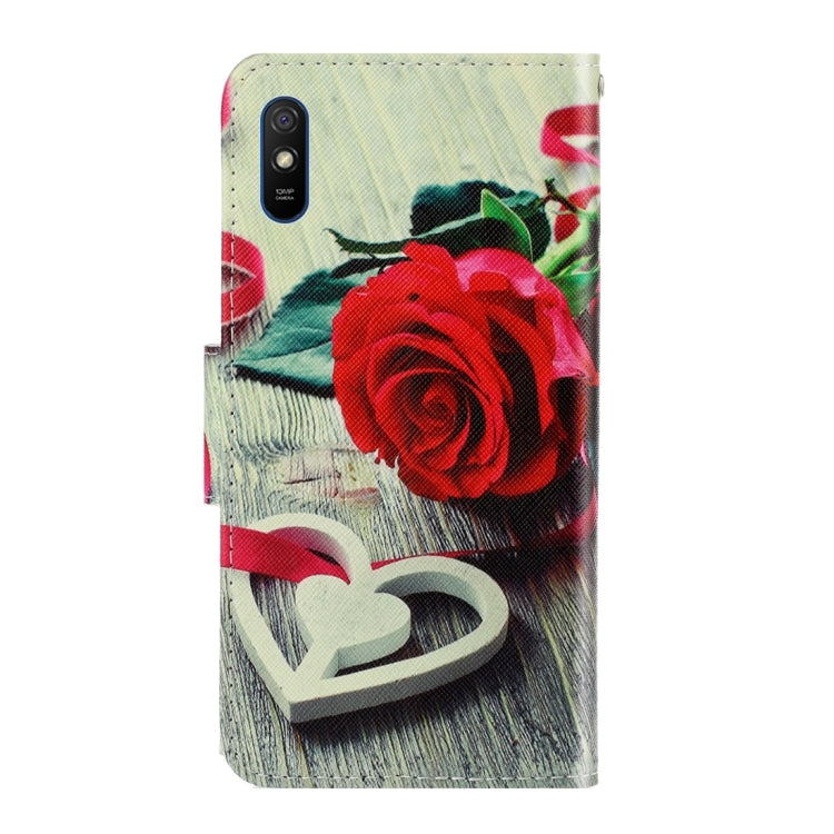 For Xiaomi Redmi 9A 3D Colored Drawing Horizontal Flip PU Leather Case with Holder & Card Slots & Wallet(Red Rose) - Xiaomi Cases by buy2fix | Online Shopping UK | buy2fix