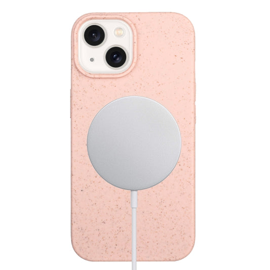 For iPhone 14 Wheat MagSafe Magnetic Straw Material + TPU Phone Case(Pink) - iPhone 14 Cases by buy2fix | Online Shopping UK | buy2fix