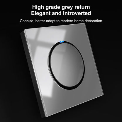 86mm Round LED Tempered Glass Switch Panel, Gray Round Glass, Style:Two Billing Control - Consumer Electronics by buy2fix | Online Shopping UK | buy2fix