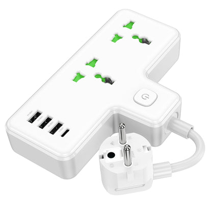 hoco AC11A Voyage 2-position Expansion Socket with USB-C+3USB Ports, Cable Length: 8.5cm, EU Plug(White) - Extension Socket by hoco | Online Shopping UK | buy2fix