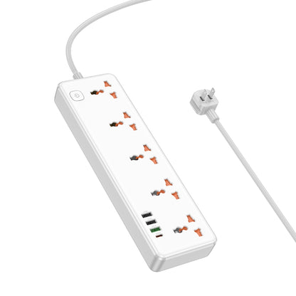 hoco AC14 Rico 5-position Socket with PD30W+3USB Ports, Cable Length: 1.5m, US Plug(White) - Extension Socket by hoco | Online Shopping UK | buy2fix