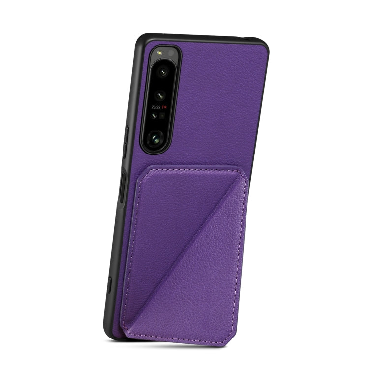 For Sony Xperia 5 III Denior Imitation Calf Leather Back Phone Case with Holder(Purple) - Sony Cases by Denior | Online Shopping UK | buy2fix