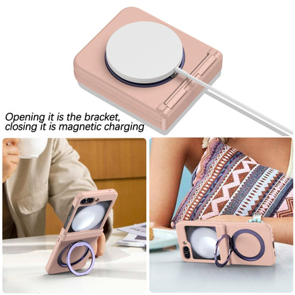 For Samsung Galaxy Z Flip5 5G 360 Degree Stand MagSafe Magnetic All-inclusive Phone Case(Pink) - Galaxy Z Flip5 Cases by buy2fix | Online Shopping UK | buy2fix