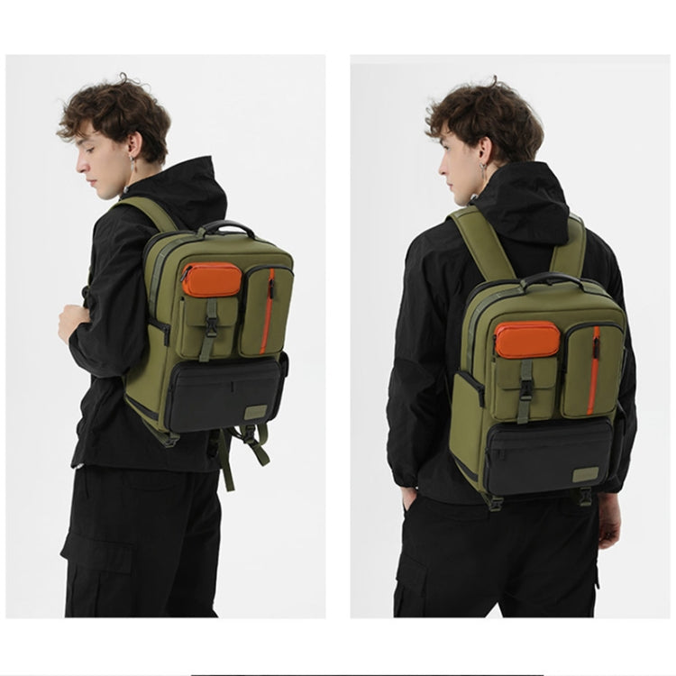 Cwatcun D117 Large Capacity Photography Backpack Shoulders Laptop Camera Bag, Size:43.3 x 33 x 13cm(Army Green) - Backpack by Cwatcun | Online Shopping UK | buy2fix