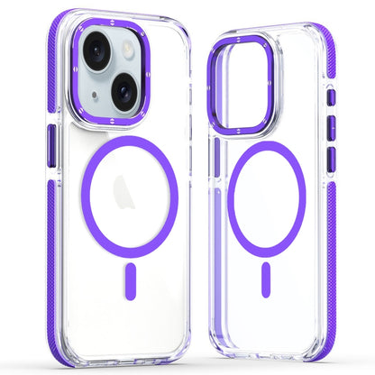 For iPhone 14 Dual-Color Clear Acrylic Hybrid TPU MagSafe Phone Case(Purple) - iPhone 14 Cases by buy2fix | Online Shopping UK | buy2fix