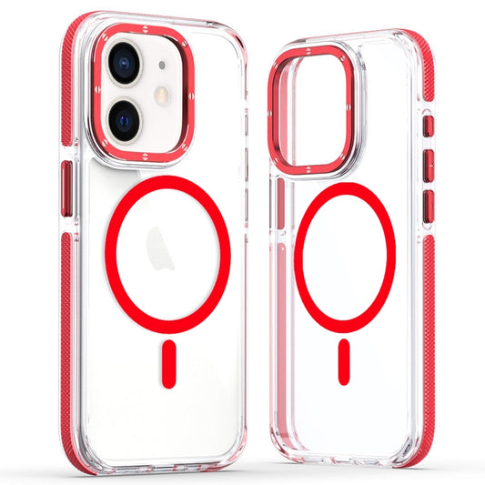 For iPhone 12 Dual-Color Clear Acrylic Hybrid TPU MagSafe Phone Case(Red) - iPhone 12 / 12 Pro Cases by buy2fix | Online Shopping UK | buy2fix