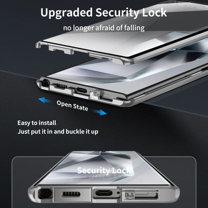 For Samsung Galaxy S23 Ultra 5G MagSafe Magnetic HD Frosted Tempered Glass Holder Phone Case(Silver) - Galaxy S23 Ultra 5G Cases by buy2fix | Online Shopping UK | buy2fix