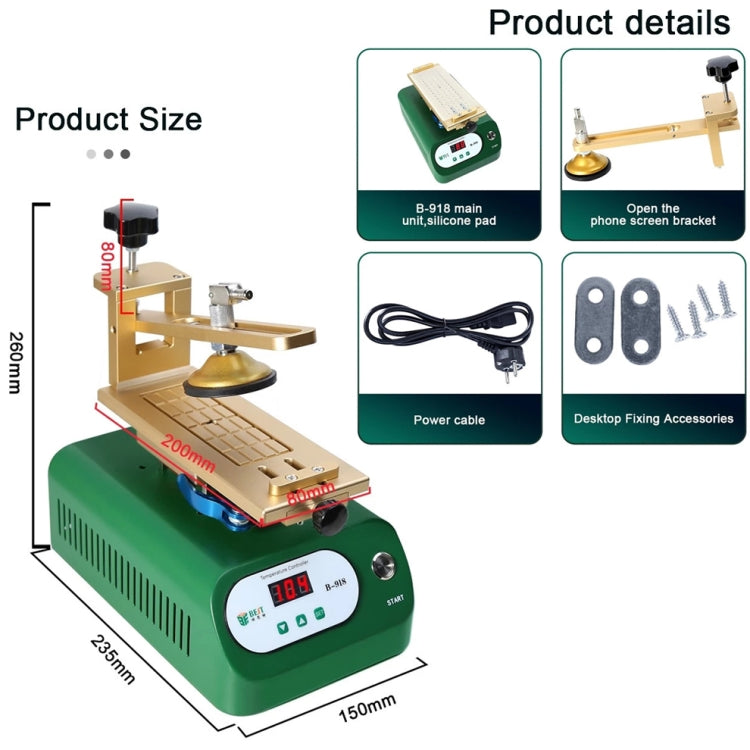 BEST B-918A 7 inch 110V Vacuum Pump LCD Screen Rotary Heating Platform Separator, US Plug - Separation Equipment by BEST | Online Shopping UK | buy2fix