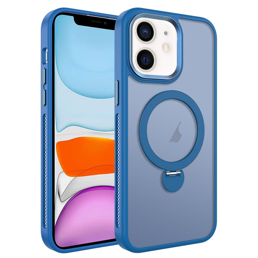 For iPhone 11 MagSafe Magnetic Holder Breathable Phone Case(Blue) - iPhone 11 Cases by buy2fix | Online Shopping UK | buy2fix