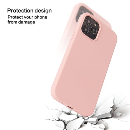 For iPhone 12 / 12 Pro Solid Color Liquid Silicone Shockproof Protective Case(Sand Pink) - iPhone 12 / 12 Pro Cases by buy2fix | Online Shopping UK | buy2fix