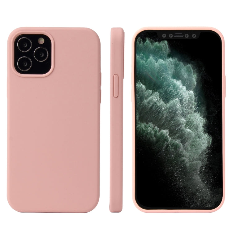 For iPhone 12 / 12 Pro Solid Color Liquid Silicone Shockproof Protective Case(Sakura Pink) - iPhone 12 / 12 Pro Cases by buy2fix | Online Shopping UK | buy2fix