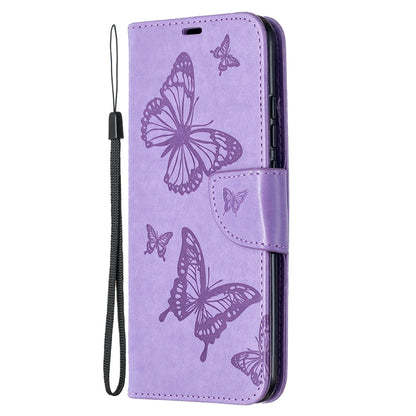 For Xiaomi Redmi 9C Two Butterflies Embossing Pattern Horizontal Flip Leather Case with Holder & Card Slot & Wallet & Lanyard(Purple) - Xiaomi Cases by buy2fix | Online Shopping UK | buy2fix