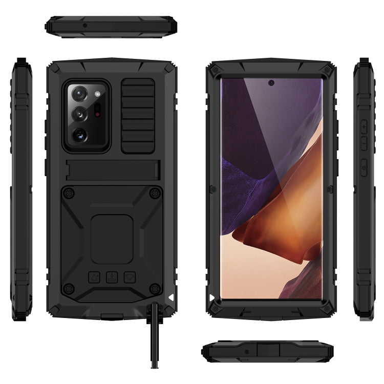 For Samsung Galaxy Note 20 Ultra R-JUST Shockproof Waterproof Dust-proof Metal + Silicone Protective Case with Holder(Black) - Galaxy Note20 Cases by R-JUST | Online Shopping UK | buy2fix