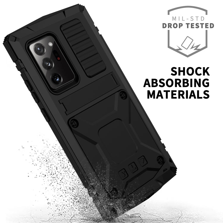 For Samsung Galaxy Note 20 Ultra R-JUST Shockproof Waterproof Dust-proof Metal + Silicone Protective Case with Holder(Black) - Galaxy Note20 Cases by R-JUST | Online Shopping UK | buy2fix