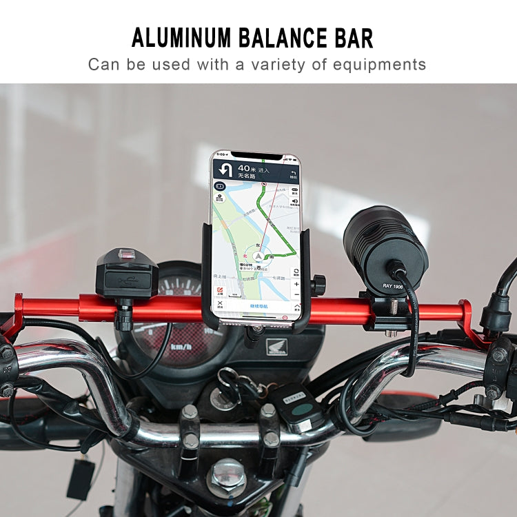 CS-859A4 Motorcycle Electric Vehicle Aluminum Alloy Extended Balance Bar Headlight Mobile Phone Bracket(Red) - Others by buy2fix | Online Shopping UK | buy2fix