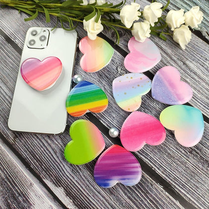 5 PCS Universal Heart-shaped Gradient Painted Phone Airbag Folding Stand Ring Holder, Random Color Delivery - Ring Holder by buy2fix | Online Shopping UK | buy2fix