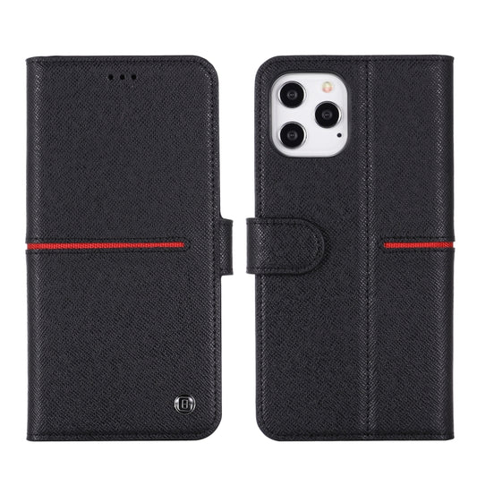 For iPhone 12 / 12 Pro GEBEI Top-grain Leather Horizontal Flip Protective Case with Holder & Card Slots & Wallet & Photo Frame(Black) - iPhone 12 / 12 Pro Cases by GEBEI | Online Shopping UK | buy2fix