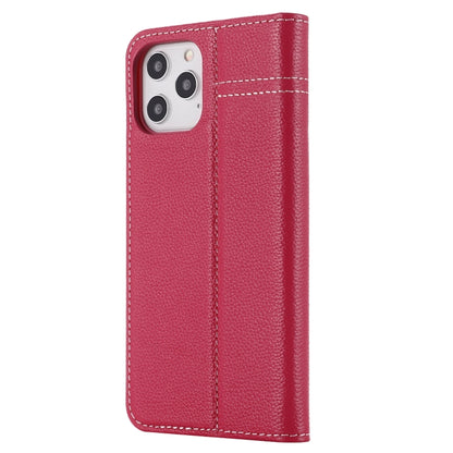 For iPhone 12 Pro Max GEBEI Top-grain Leather Horizontal Flip Protective Case with Holder & Card Slots(Rose Red) - iPhone 12 Pro Max Cases by GEBEI | Online Shopping UK | buy2fix