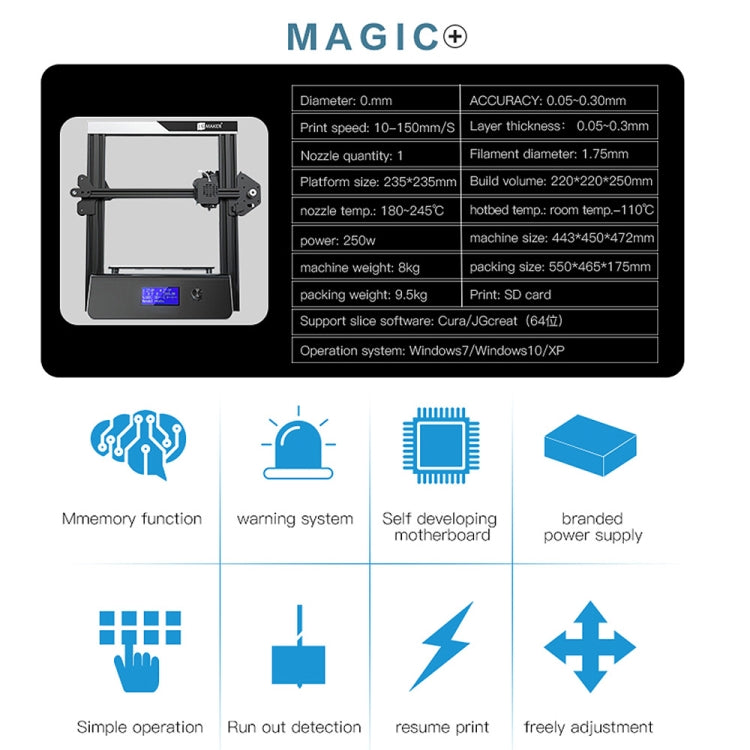 JGAURORA Magic 250W LCD Display Desktop 3D Printer with Knob Control - Consumer Electronics by JGAURORA | Online Shopping UK | buy2fix