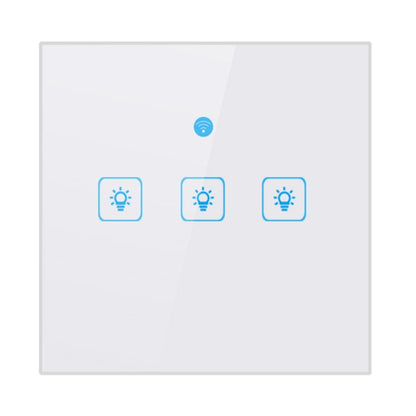 WS-UK-03 EWeLink APP & Touch Control 2A 3 Gangs Tempered Glass Panel Smart Wall Switch, AC 90V-250V, UK Plug - Consumer Electronics by buy2fix | Online Shopping UK | buy2fix