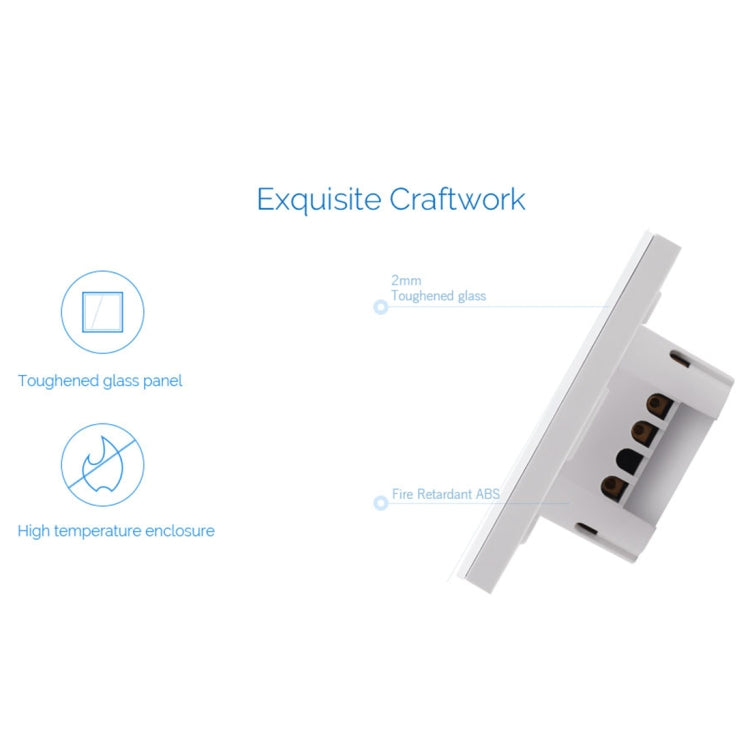 WS-EU-03 EWeLink APP & Touch Control 2A 3 Gangs Tempered Glass Panel Smart Wall Switch, AC 90V-250V, EU Plug - Consumer Electronics by buy2fix | Online Shopping UK | buy2fix