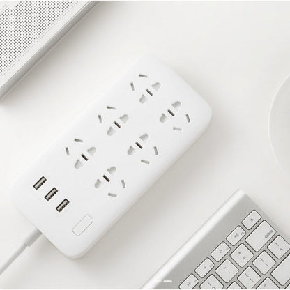 Original Xiaomi Mijia Smart 6 New Chinese Standard Sockets 5V/2.1A 3-USB Ports Power Strip Patch Board Plug Board Basic Edition with Circular Indicator Light(White) - Consumer Electronics by Xiaomi | Online Shopping UK | buy2fix