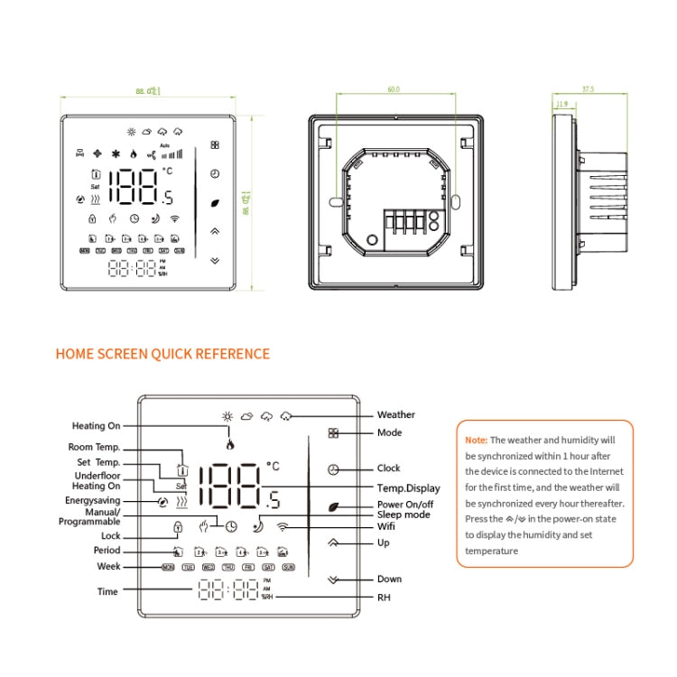 BHT-006GALW 95-240V AC 5A Smart Home Heating Thermostat for EU Box, Control Water Heating with Only Internal Sensor & WiFi Connection (White) - Consumer Electronics by buy2fix | Online Shopping UK | buy2fix